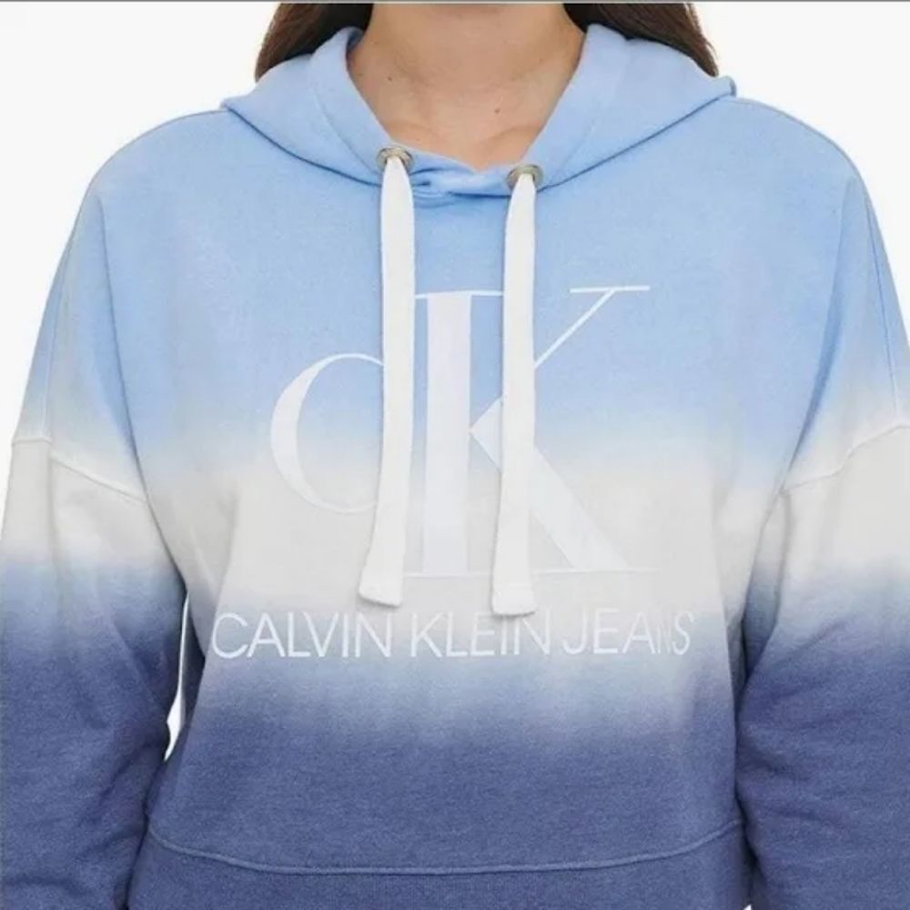 Calvin Klein Jeans Ladies' Hoodie Sweatshirt Color Blue Slight Crop